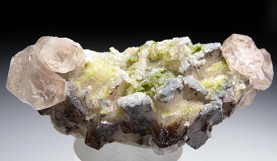 Cerussite, Duftite on Calcite