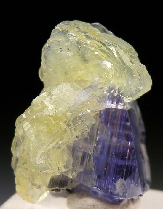 Prehnite on Tanzanite