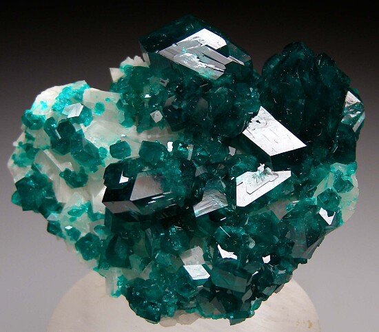 Dioptase on Calcite