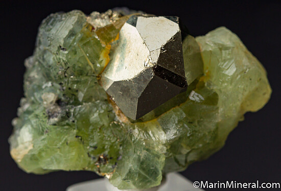 Pyrite on Prehnite