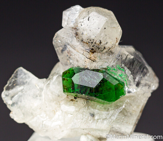 Chrome Tourmaline with Quartz, Calcite