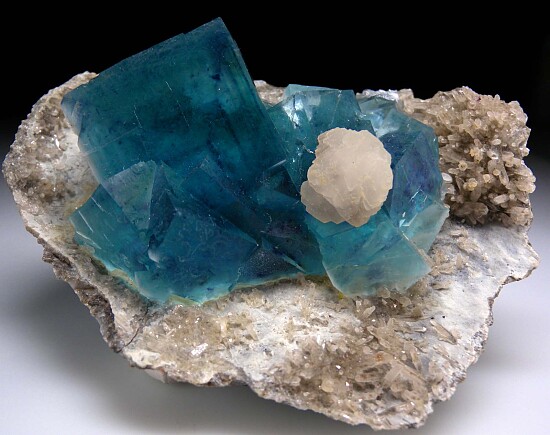 Calcite on Fluorite