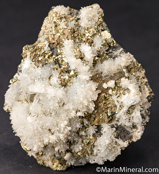 Pyrite, Chalcopyrite over Sphalerite with Quartz