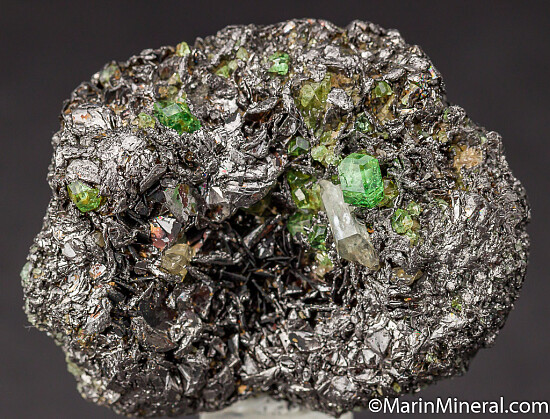 Tsavorite, Diopside on Graphite
