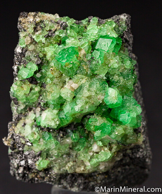 Tsavorite, Pyrite on Graphite