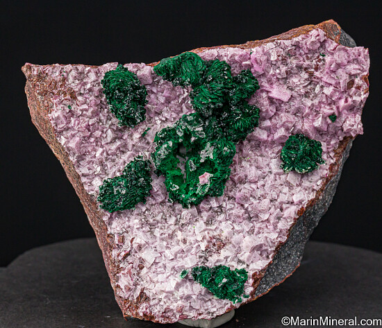 Malachite on Cobaltian Calcite