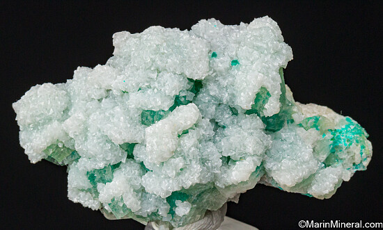 Calcite on Dioptase in Calcite