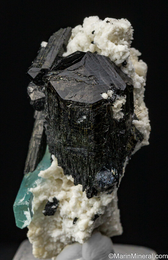 Aquamarine, Schorl on Orthoclase