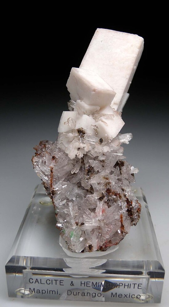 Calcite on Hemimorphite