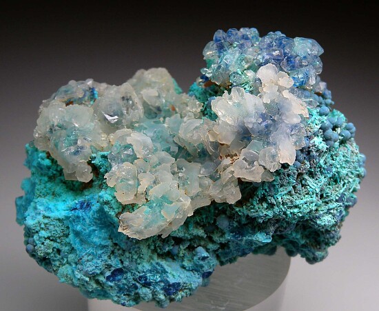 Quartz, Shattuckite on Chrysocolla