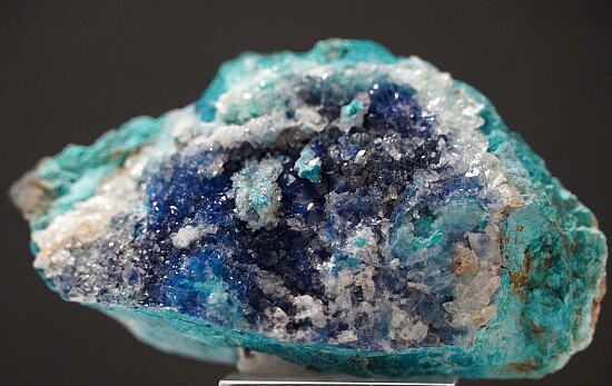 Shattuckite in Quartz on Chrysocolla