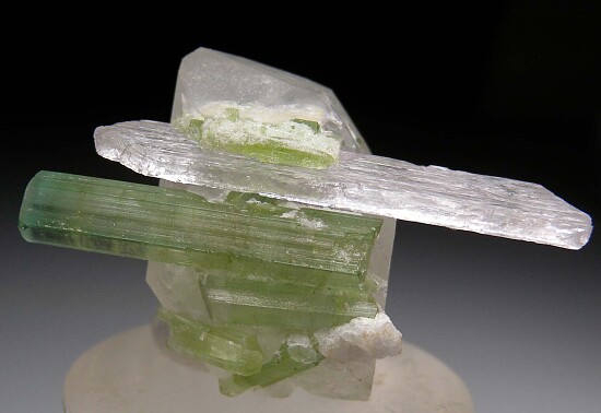 Tourmaline, Kunzite on Quartz