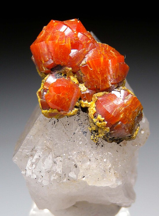 Mimetite var. Campylite on Quartz