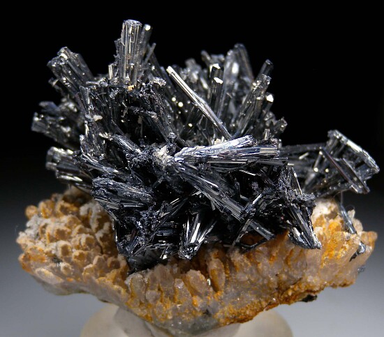 Stibnite on Quartz