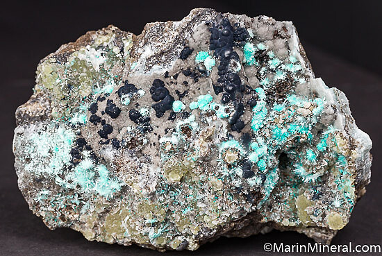 Smithsonite, Hemimorphite, Aurichalcite