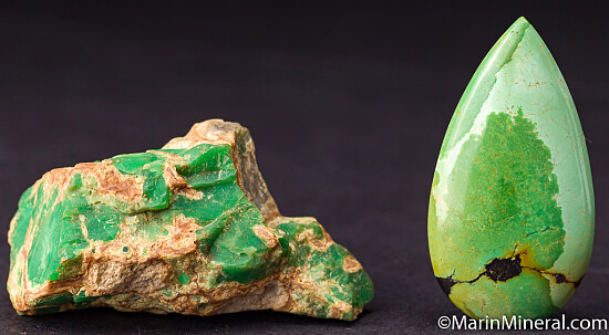 Variscite rough & cut