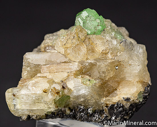 Tsavorite on Diopside