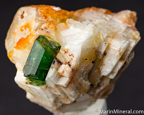Chrome Tourmaline on Calcite