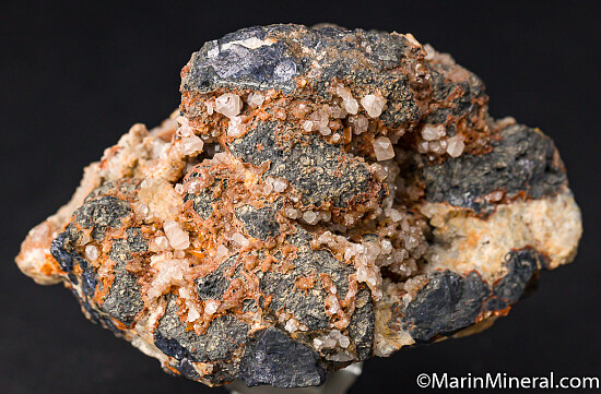 Wulfenite, Cerussite on Galena