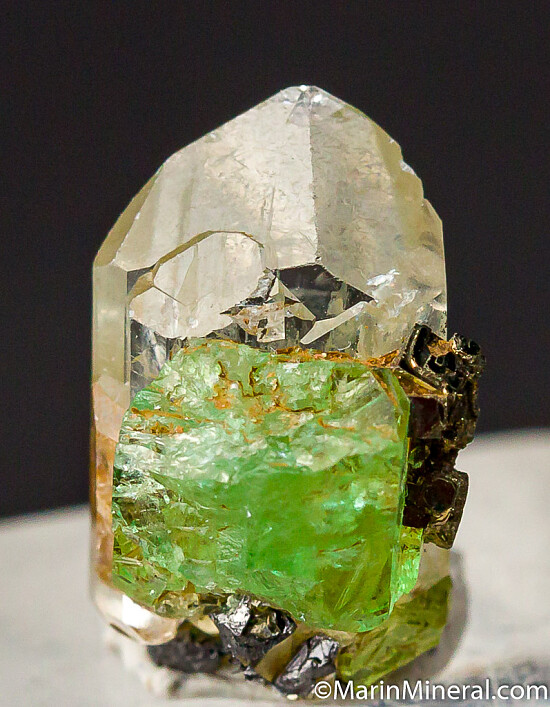 Tsavorite, Pyrite on Diopside