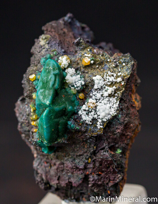 Chrysocolla after Malachite after Azurite with Wulfenite