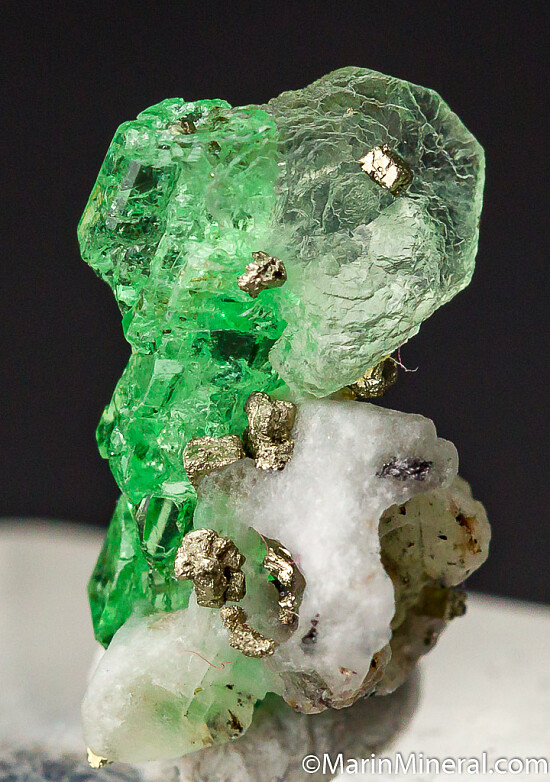 Tsavorite with Prehnite, Pyrite