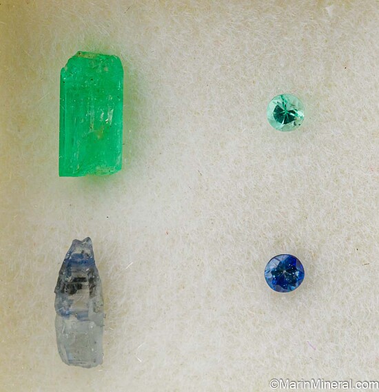 Emerald, Sapphire Rough and Cut