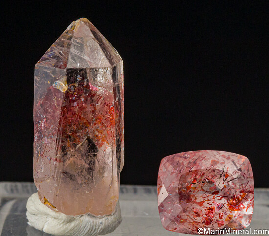 Hematite in Quartz Rough and Cut