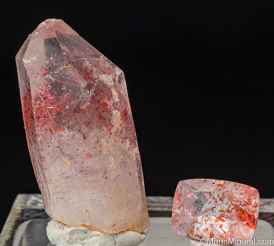 Hematite in Quartz Rough and Cut