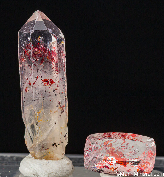 Hematite in Quartz Rough and Cut