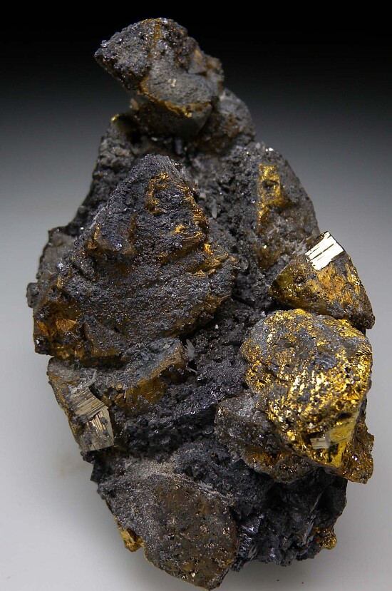 Chalcopyrite, Pyrite on Sphalerite