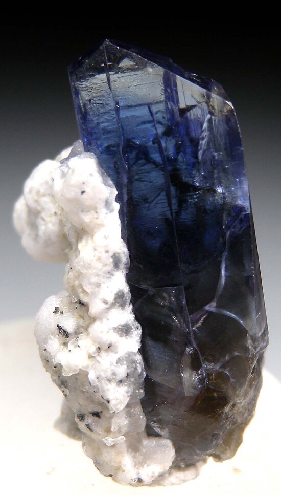 Calcite on Tanzanite