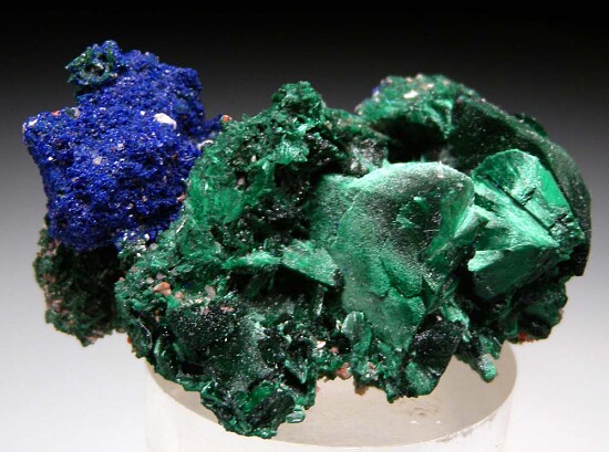 Malachite after Azurite with Azurite