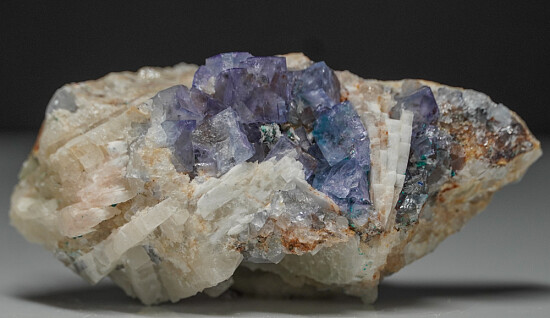 Fluorite on Quartz, Barite
