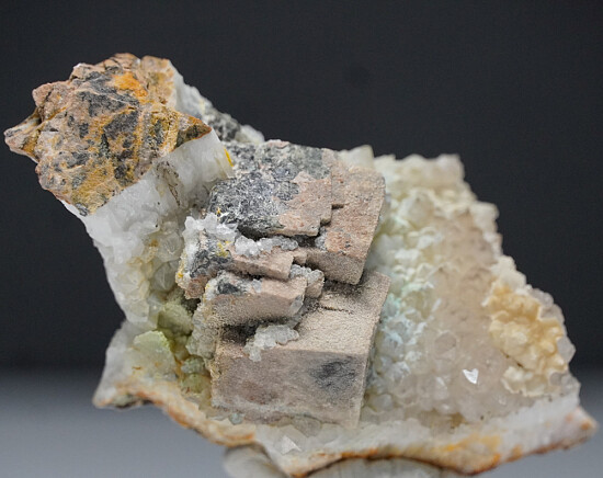 Anglesite on Galena on Quartz