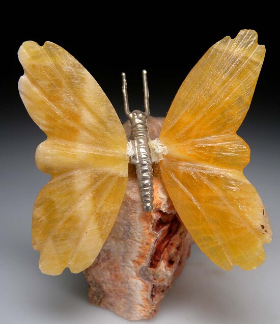 Calcite Butterfly on Citrine