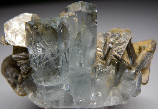 Aquamarine on Muscovite