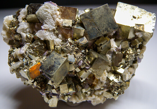 Pyrite with Fluorite