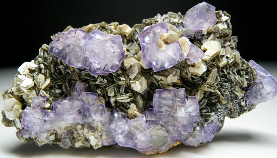 Fluorite, Quartz on Muscovite