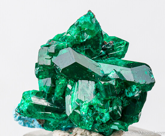 Dioptase on Plancheite