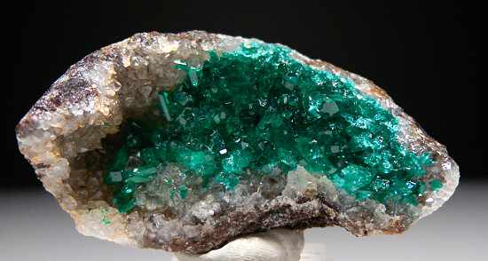 Dioptase on Quartz
