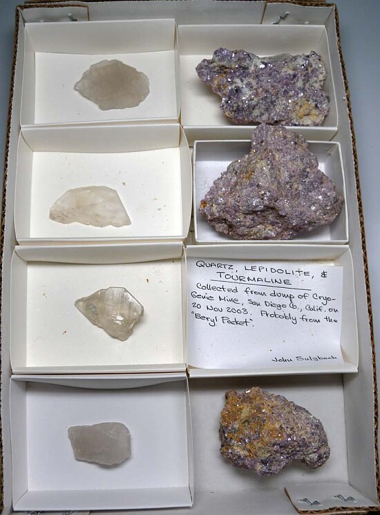 Quartz, Tourmaline, Lepidolite