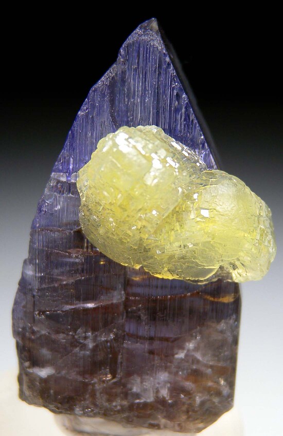 Prehnite on Tanzanite