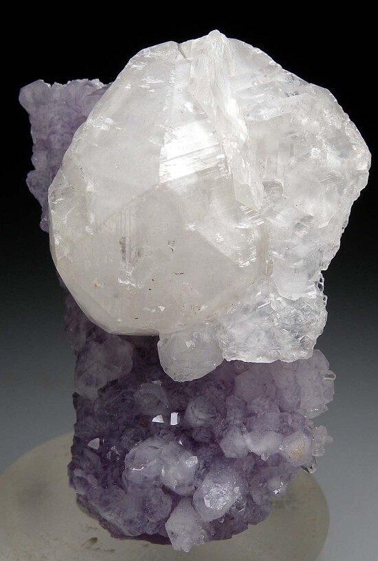 Calcite on Amethyst